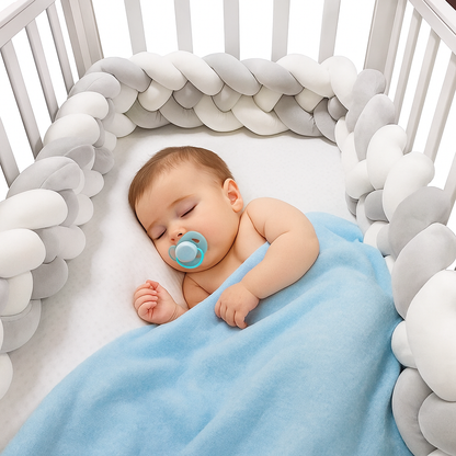 TRESSE DE LIT COTON DOUX GRIS BLANC