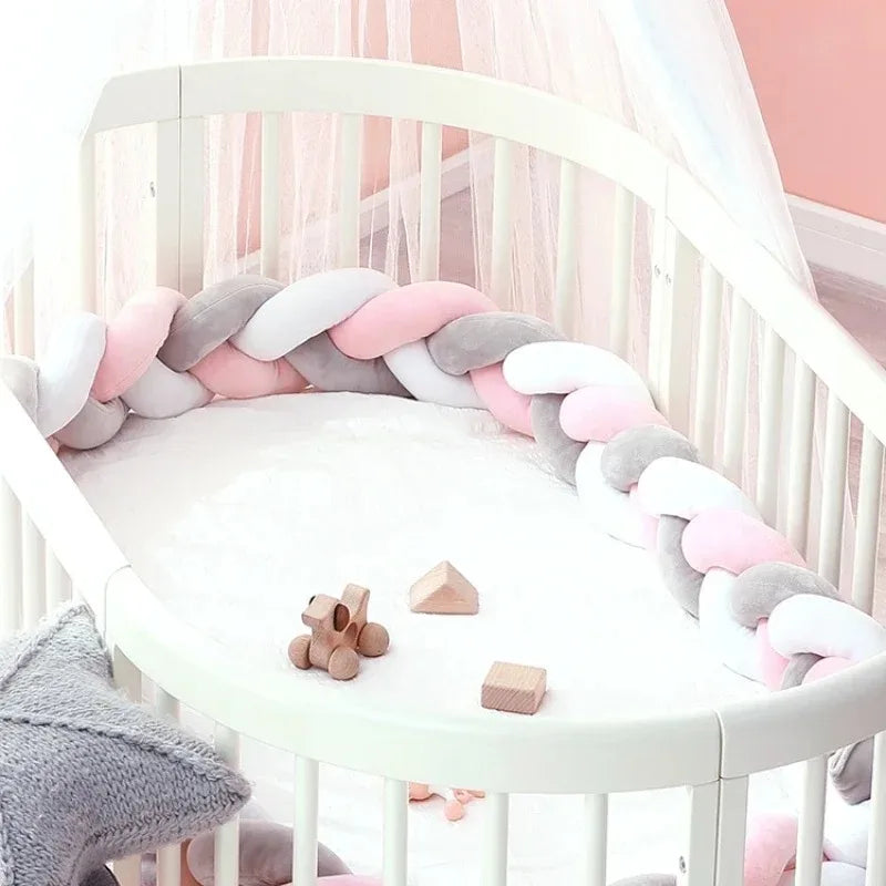TRESSE DE LIT COTON ROSE BLANC GRIS