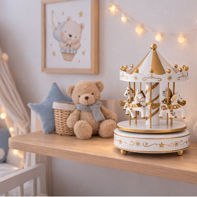 carrousel or blanc mobile bébé