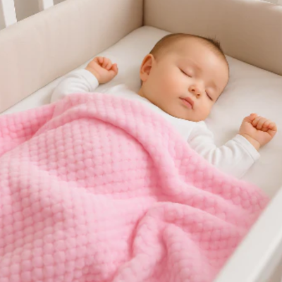 couverture-bebe-polaire-rose-chaud