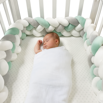 TRESSE DE LIT COTON VERT BLANC GRIS