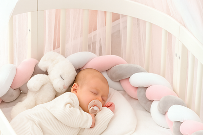 TRESSE DE LIT COTON ROSE BLANC GRIS